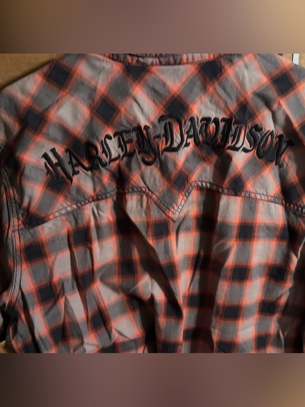 Authentic Harley-Davidson short sleeve plaid button-up shirt in size XL